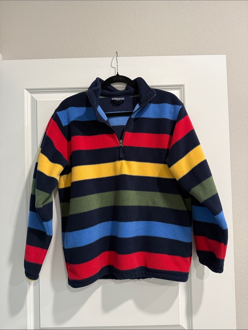 Vintage lands’ end Men's Striped Half-Zip Fleece Sweater - Multicolor sz l